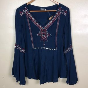 NWT Boho flared sleeve blouse